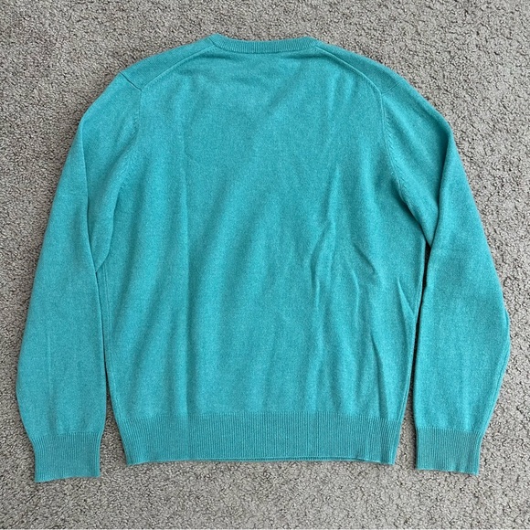 Jos. A. Bank Sweater Mens Size S Turquoise 100% Cashmere V Neck - Picture 9 of 9